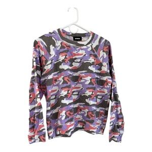 MONROW Pink Purple Camo Crewneck Sweatshirt M